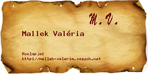 Mallek Valéria névjegykártya